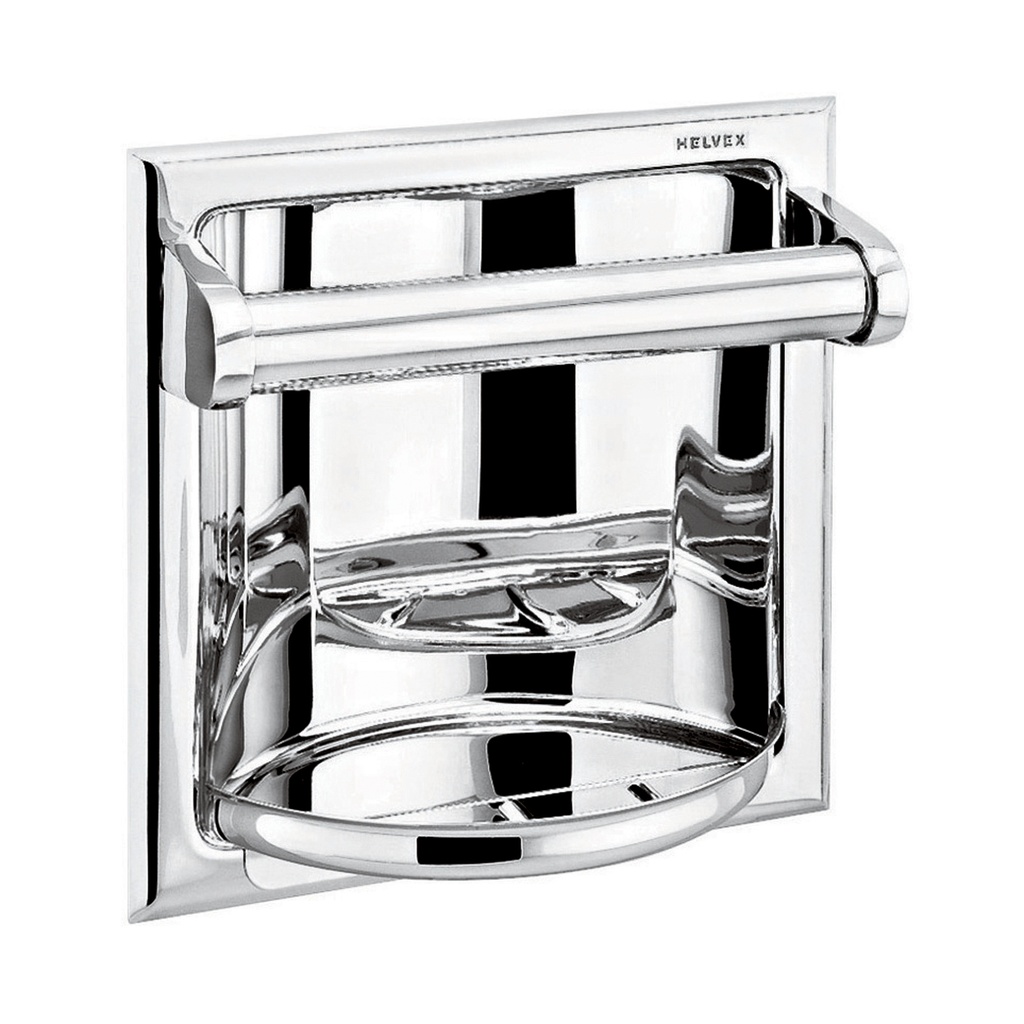 HELVEX 100 JABONERA CON AGARRADERA Y CHAROLA ANTIRROBO CLASICA CROMO